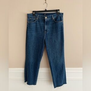 7 FOR ALL MANKIND Logan Stovepipe Bluebell with Raw Hem size 33.